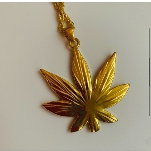 Chain Green Leaf Necklace Diamond Pendant Chain Hip Hip Bling - Picture 6 of 8